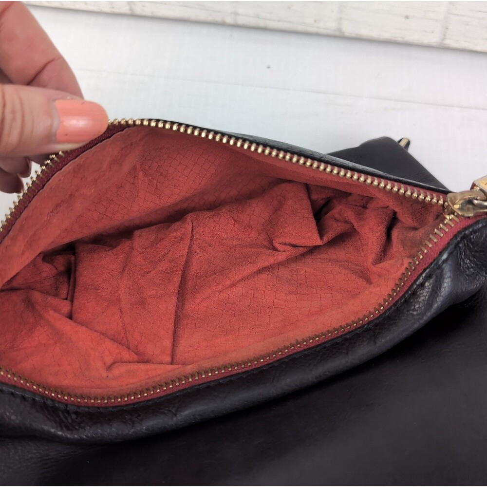 Hammitt Los Angeles Black Pebbled Leather VIP Satchel Red Zipper No Strap - Wear - Picture 8 of 15